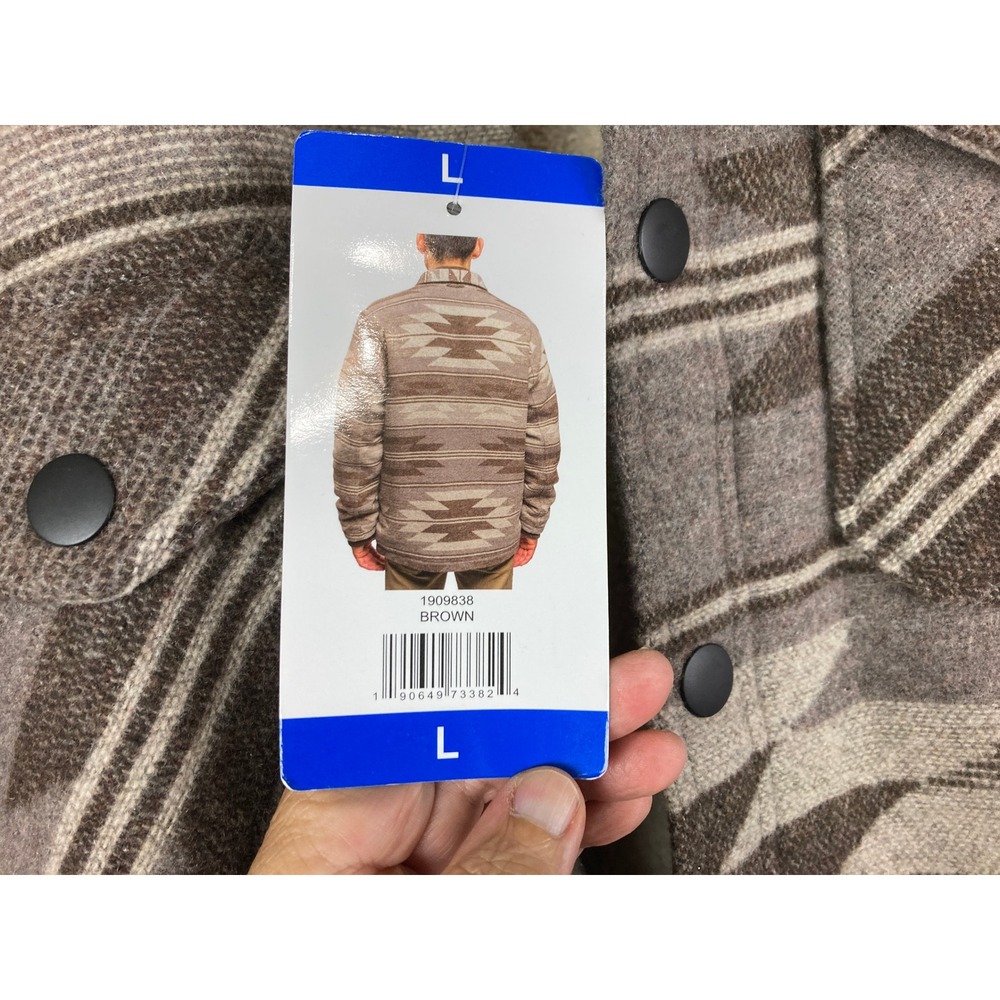 NWT Jachs NY Shirt Jacket Mens L Gray Aztec Sherpa Lined Shacket Southwestern - Picture 9 of 12